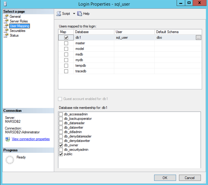 MSSQL database membership roles