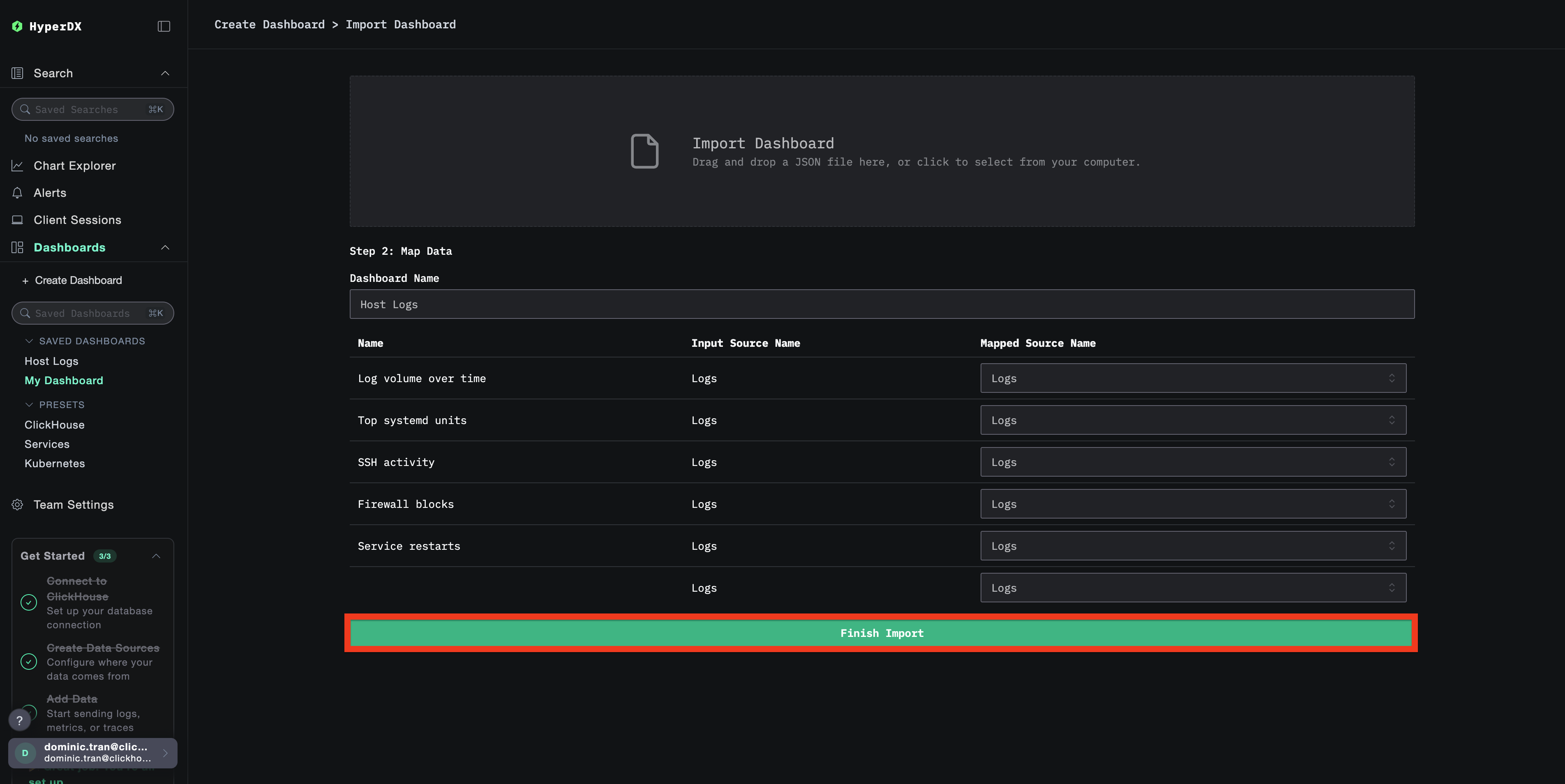 Завершение импорта